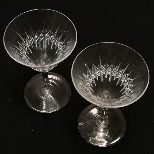 174 - Set of 8 cut glass glasses 11cm high - no obvious damage