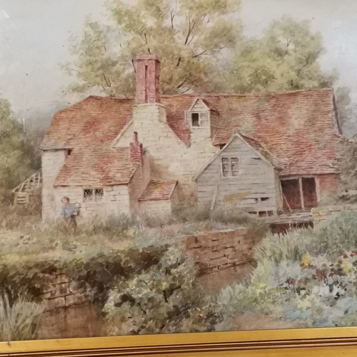 180 - Original Thomas Nicholson Tyndale watercolour painting of country style cottage in gilt wood frame t... 