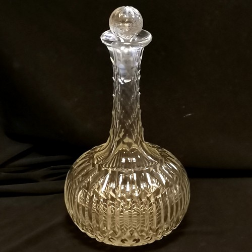 190 - Edwardian etched sherry decanter, 32 cm high stopper a/f, Dartington glass decanter, and 2 others a/... 