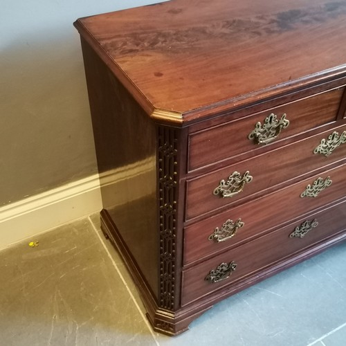 206 - Antique Chippendale style mahogany chest of 2 short and 3 long graduated drawers on carved bracket f... 