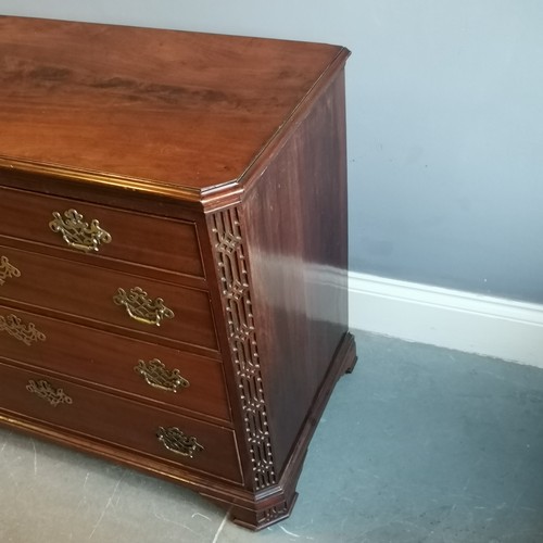 206 - Antique Chippendale style mahogany chest of 2 short and 3 long graduated drawers on carved bracket f... 