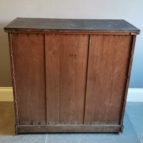 208 - Black Painted Chest of 2 short and 3 long graduated drawers on platform base, with turned wooden han... 