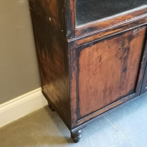 209 - Antique mahogany Christy's Hat Shop display cabinet, bearing labels and Brass Plaque, with double gl... 