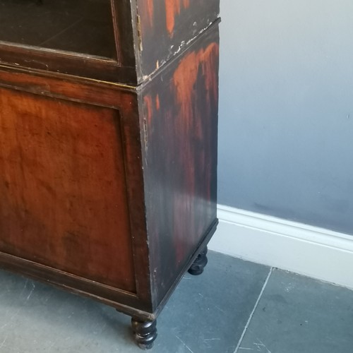 209 - Antique mahogany Christy's Hat Shop display cabinet, bearing labels and Brass Plaque, with double gl... 