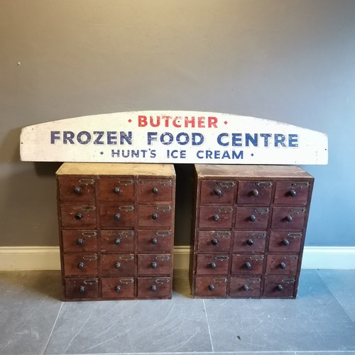 228 - Vintage hand painted Butchers shop frontage sign, Frozen Food Centre, Hunt's Ice cream, good used co... 