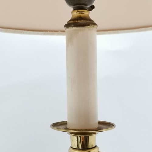 237 - Vintage brass candlestick lamp, with cream shade, lamp base  47cm high, godd used condition, t/w pai... 