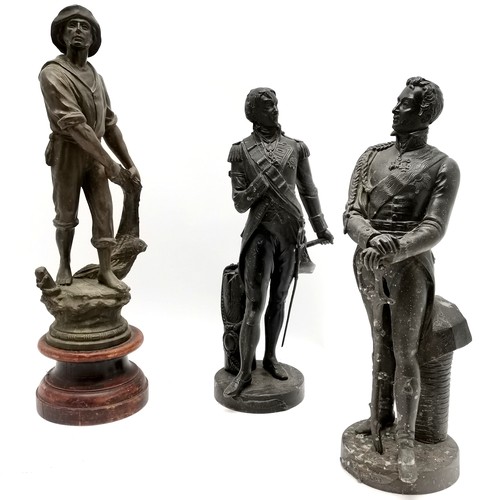 238 - Pair of spelter figures, 1 of Nelson entitled Trafalgar, The Other of The Duke of Wellington Waterlo... 