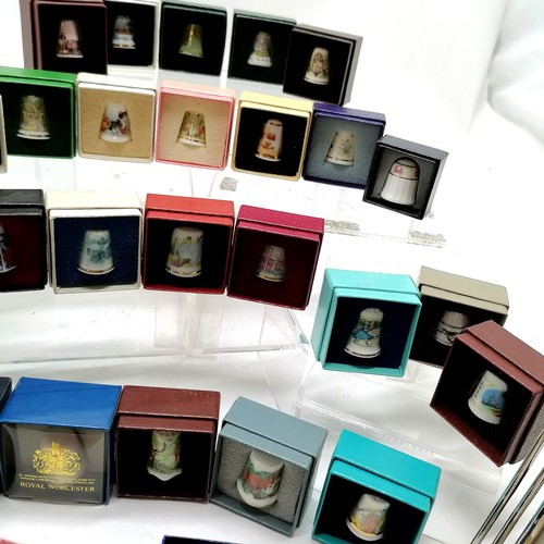 257 - Qty of boxed vintage thimbles (mostly porcelain), Worcester egg coddler, picture frames etc - SOLD O... 