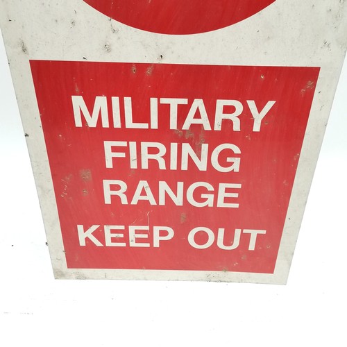 275 - Aluminium Military Firing Range Keep Out sign 70cm x 35cm - no obvious damage