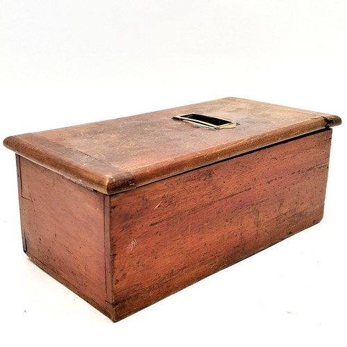 277 - Antique mahogany single drawer shop till with bell and key 38cm x 16cm x 20cm wide - in working orde... 