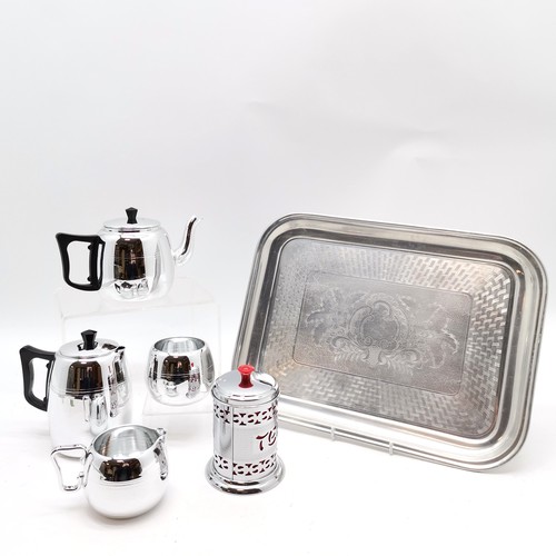 281 - Vintage Towerbrite Balmoral tea set comprising aluminium tray, tea caddy, teapot, coffee pot milk & ... 