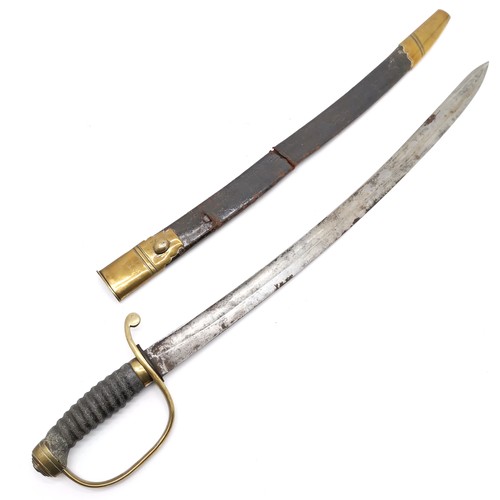 297 - 19th Century police sword with curved blade with original scabbard - 75cm long ~ scabbard is a/f and... 