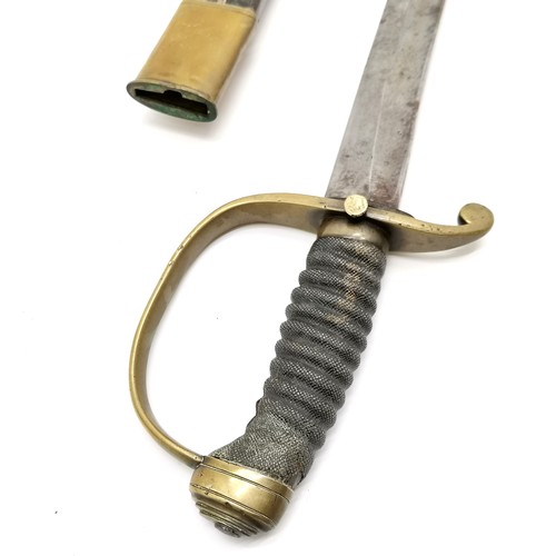 297 - 19th Century police sword with curved blade with original scabbard - 75cm long ~ scabbard is a/f and... 