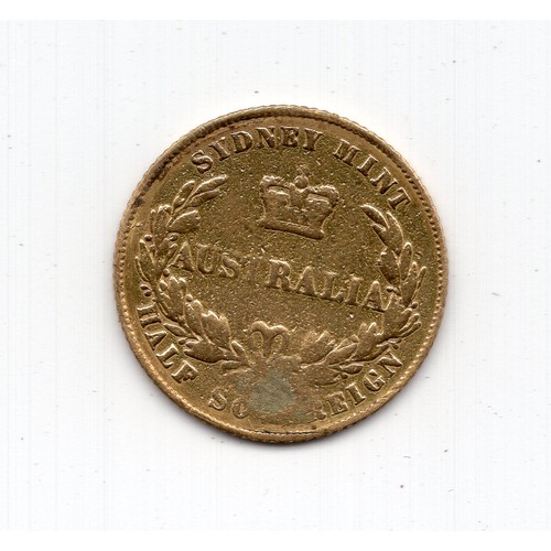 188 - 1856 Australia QV half sovereign coin - 3.87g and has wear