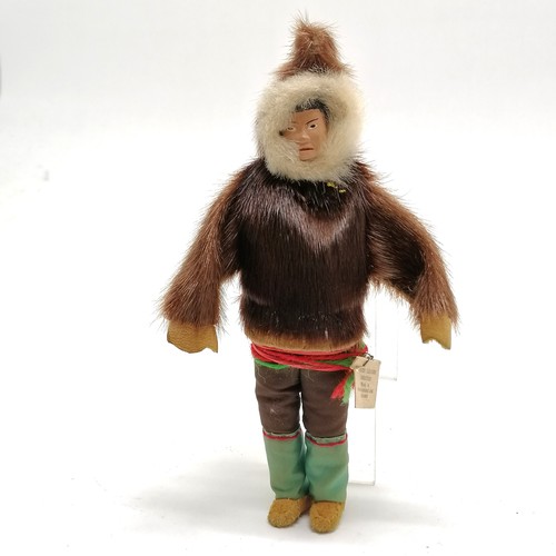 194 - Vintage Grenfell Labrador Industries alaskan inuit doll with painted head - 19cm tall & has original... 