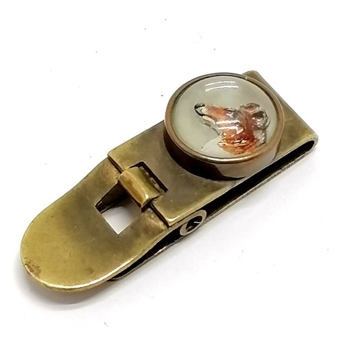 197 - Antique clip with Essex crystal detail of a collie dog - 4cm