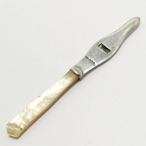 198 - 1929 silver The Golden Plough Orange Knife by John Biggin PAT 303726 with mother of pearl handle  - ... 
