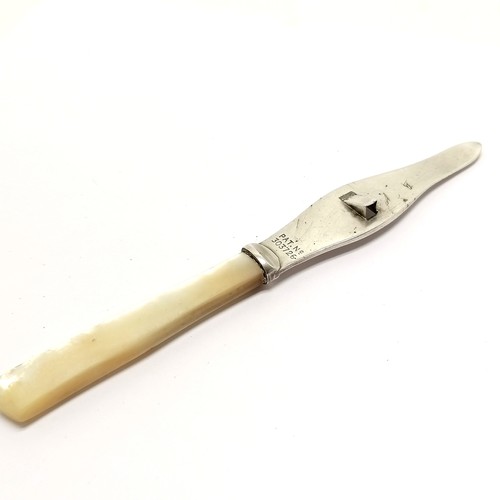 198 - 1929 silver The Golden Plough Orange Knife by John Biggin PAT 303726 with mother of pearl handle  - ... 