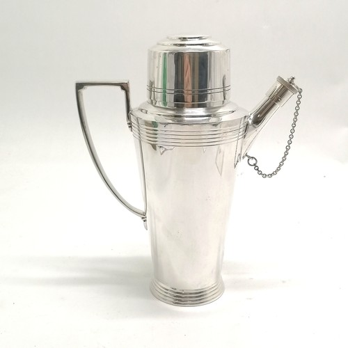 205 - Art Deco Mappin & Webb silver plated cocktail shaker (24cm high) with 1938 VIII Hussars presentation... 