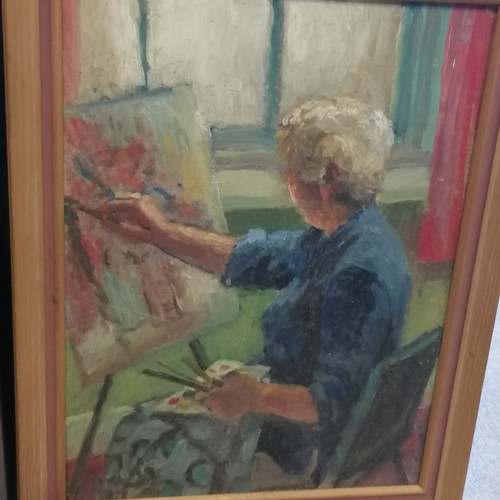 210 - 3 x original oil paintings inc 1949 townscape by C Phillips (46cm x 56cm)