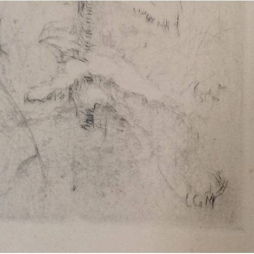 212 - 2 x framed etchings by L G Morrison - largest frame 39cm x 30cm ~ both have some toning