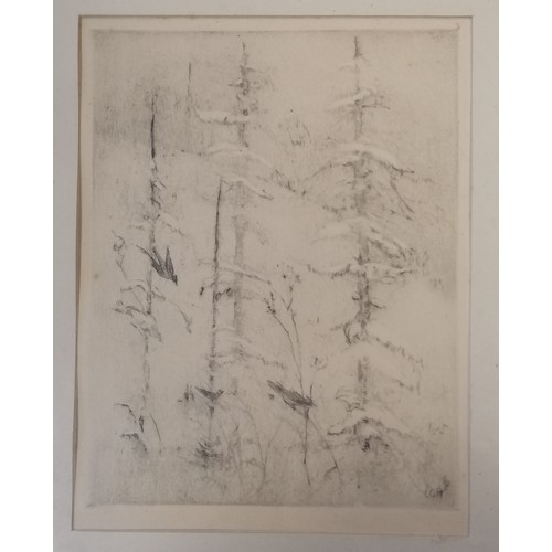 212 - 2 x framed etchings by L G Morrison - largest frame 39cm x 30cm ~ both have some toning
