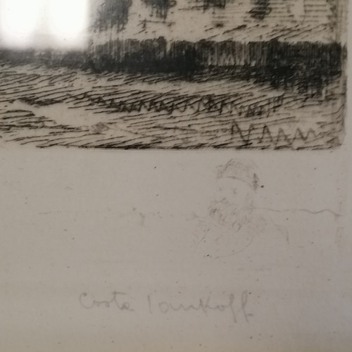 212 - 2 x framed etchings by L G Morrison - largest frame 39cm x 30cm ~ both have some toning