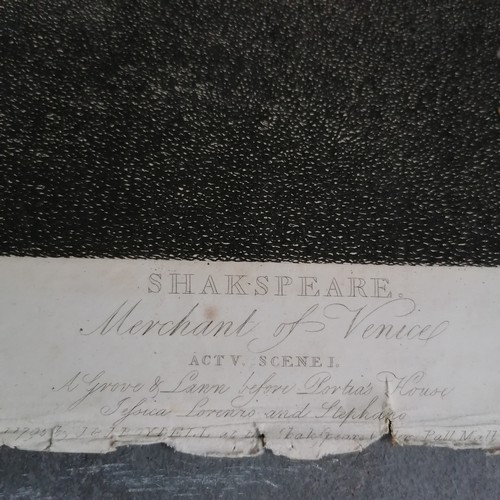 215 - 3 x 18th century Boydell Shakespeare engravings, A story of the sea (mount 58cm x 51cm) & mounted or... 