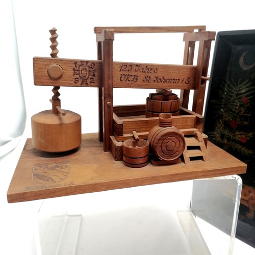218 - Novelty decoupage decorated wooden tray (44cm x 30cm) depicting Adam & Eve with exotic animals t/w m... 