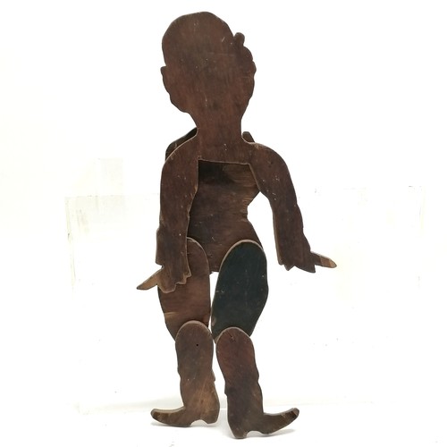 221 - Antique novelty hand painted wooden Charlie Chaplin reticulated toy - 34cm high & has slight losses