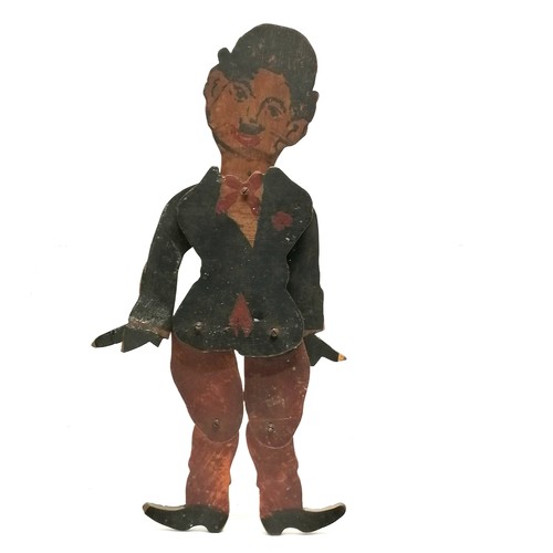 221 - Antique novelty hand painted wooden Charlie Chaplin reticulated toy - 34cm high & has slight losses