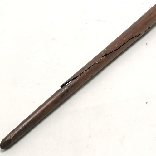 224 - Antique hand carved walking stick / parasol handle in the form of a promenading lady - total length ... 