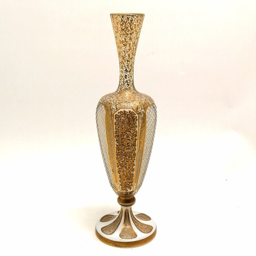 226 - Antique Bohemian overlaid glass vase with profuse gilt decoration & decorative panels - 36cm high ~ ... 