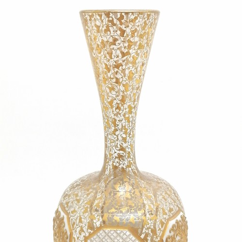 226 - Antique Bohemian overlaid glass vase with profuse gilt decoration & decorative panels - 36cm high ~ ... 