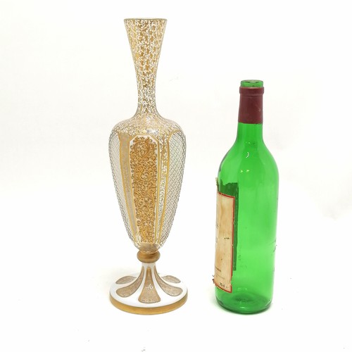 226 - Antique Bohemian overlaid glass vase with profuse gilt decoration & decorative panels - 36cm high ~ ... 