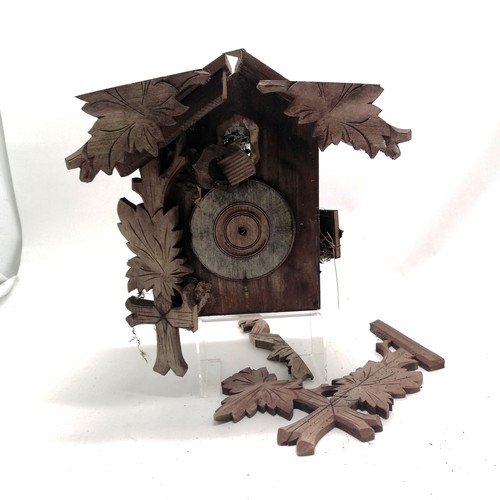 232 - Derelict cuckoo clock case with (empty) bird nest inside - total height 35cm x 32cm