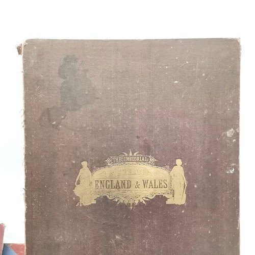 233 - 1874 set of 6 x Imperial Gazetteer of England and Wales books t/w 1895 Times Atlas, Imperial Atlas o... 