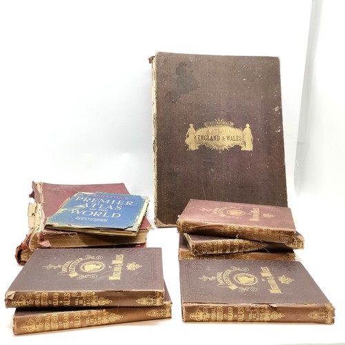 233 - 1874 set of 6 x Imperial Gazetteer of England and Wales books t/w 1895 Times Atlas, Imperial Atlas o... 