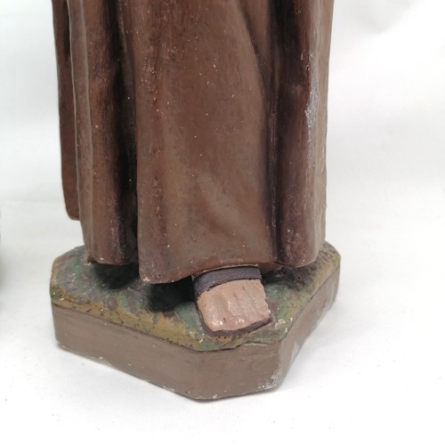 237 - 2 vintage hand painted plaster religious figures, Madonna  and child and Saint Antonio and child  54... 