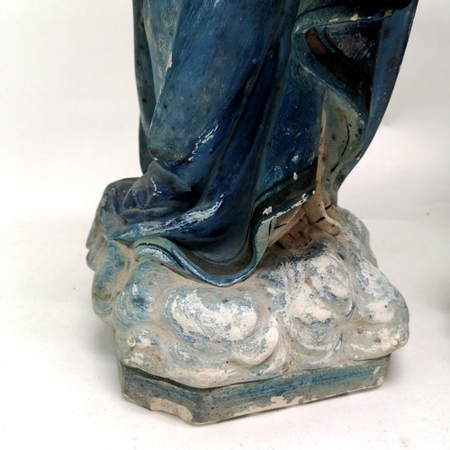 237 - 2 vintage hand painted plaster religious figures, Madonna  and child and Saint Antonio and child  54... 