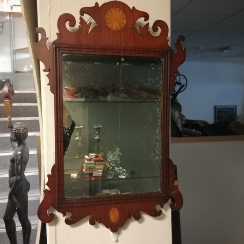 239 - Georgian mahogany framed mirror 57cm x37cm - has an old repair and a small loss to 1 scroll