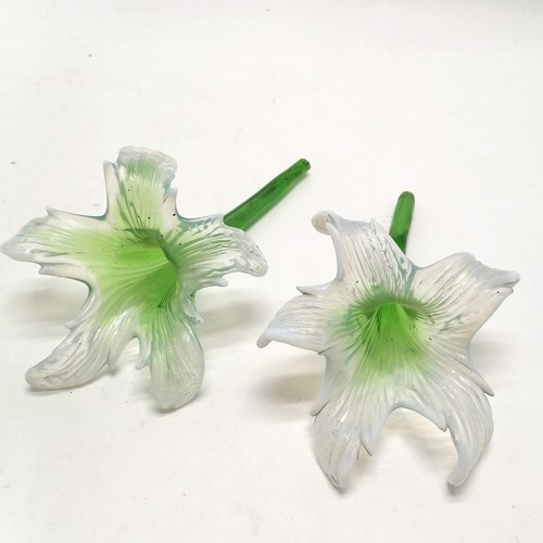 240 - Pair of antique epergnes in the form of glass flower heads in gilt metal stands T/W a pair of antiqu... 