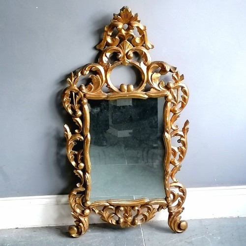 222 - Antique gilt wood framed wall mirror, 60 cm wide, 119 cm slight gilt losses but otherwise in good co... 