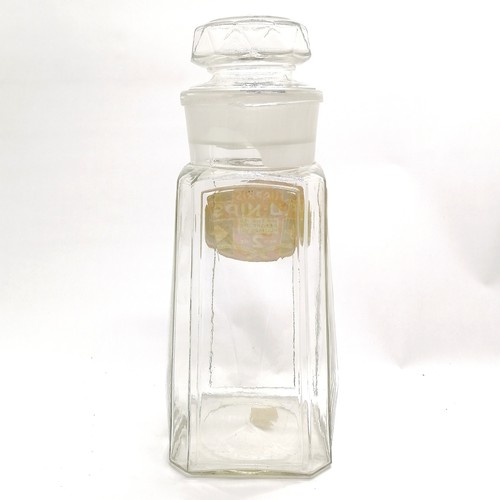 1 - Harris' Flu-nips large glass sweets jar with original bung - 37cm high & small chip to rim otherwise... 