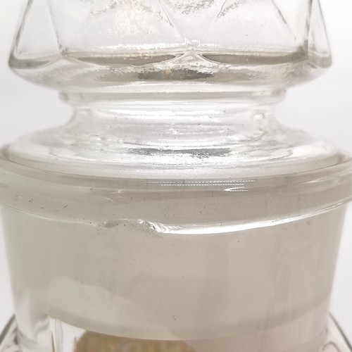 1 - Harris' Flu-nips large glass sweets jar with original bung - 37cm high & small chip to rim otherwise... 