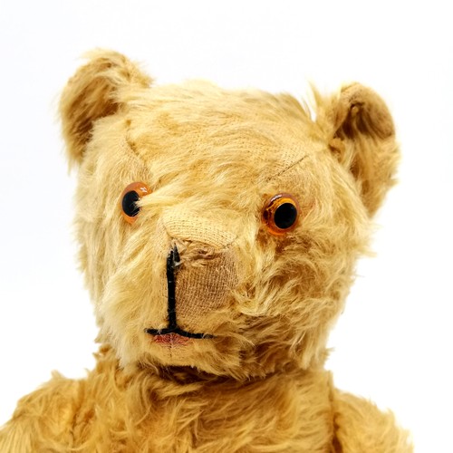 2 - Vintage mohair jointed teddy bear with glass eyes with hump & growler - 53cm total height