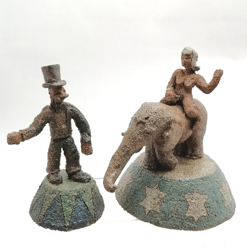 7 - Quantity of studio pottery circus themed figures including 3 elephant figures 2 with riders and the ... 