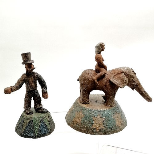 7 - Quantity of studio pottery circus themed figures including 3 elephant figures 2 with riders and the ... 