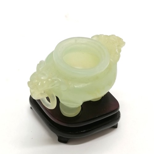 25 - Hardstone carved jade phallus suspended on a stand - 19cm high t/w antique jade cup (a/f) etc