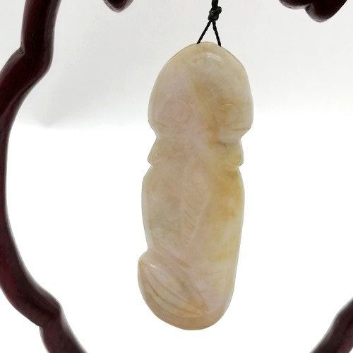 25 - Hardstone carved jade phallus suspended on a stand - 19cm high t/w antique jade cup (a/f) etc